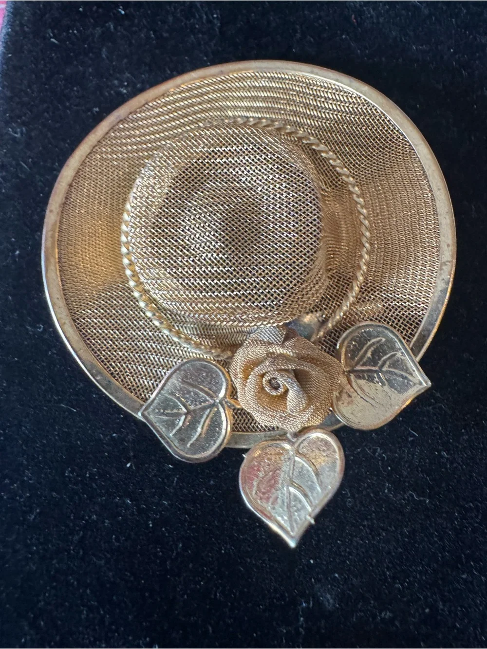 Gold Floral Straw mesh Hat Brooch - Elegant Women Jewelry